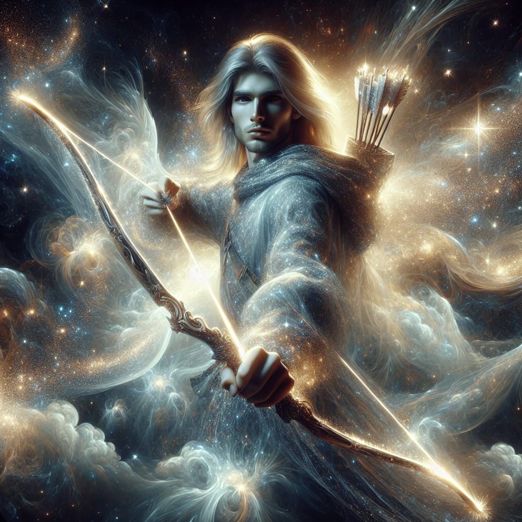 Radiant Elf Archer in Sparkling Night