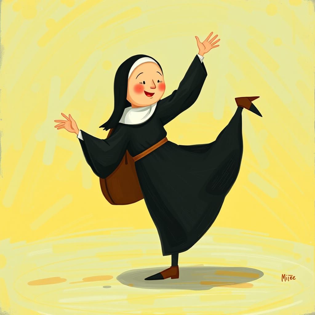 Nun doing a cartwheel.
