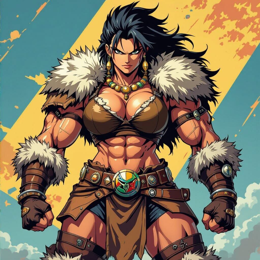 Heroic Female Super Saiyan Barbarian Warrior Woman