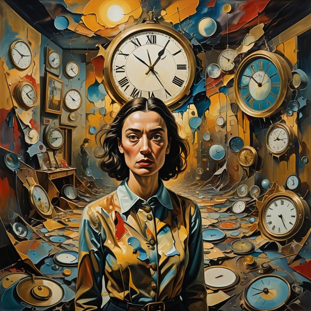 Surreal Woman in Dreamscape: Oil Painting