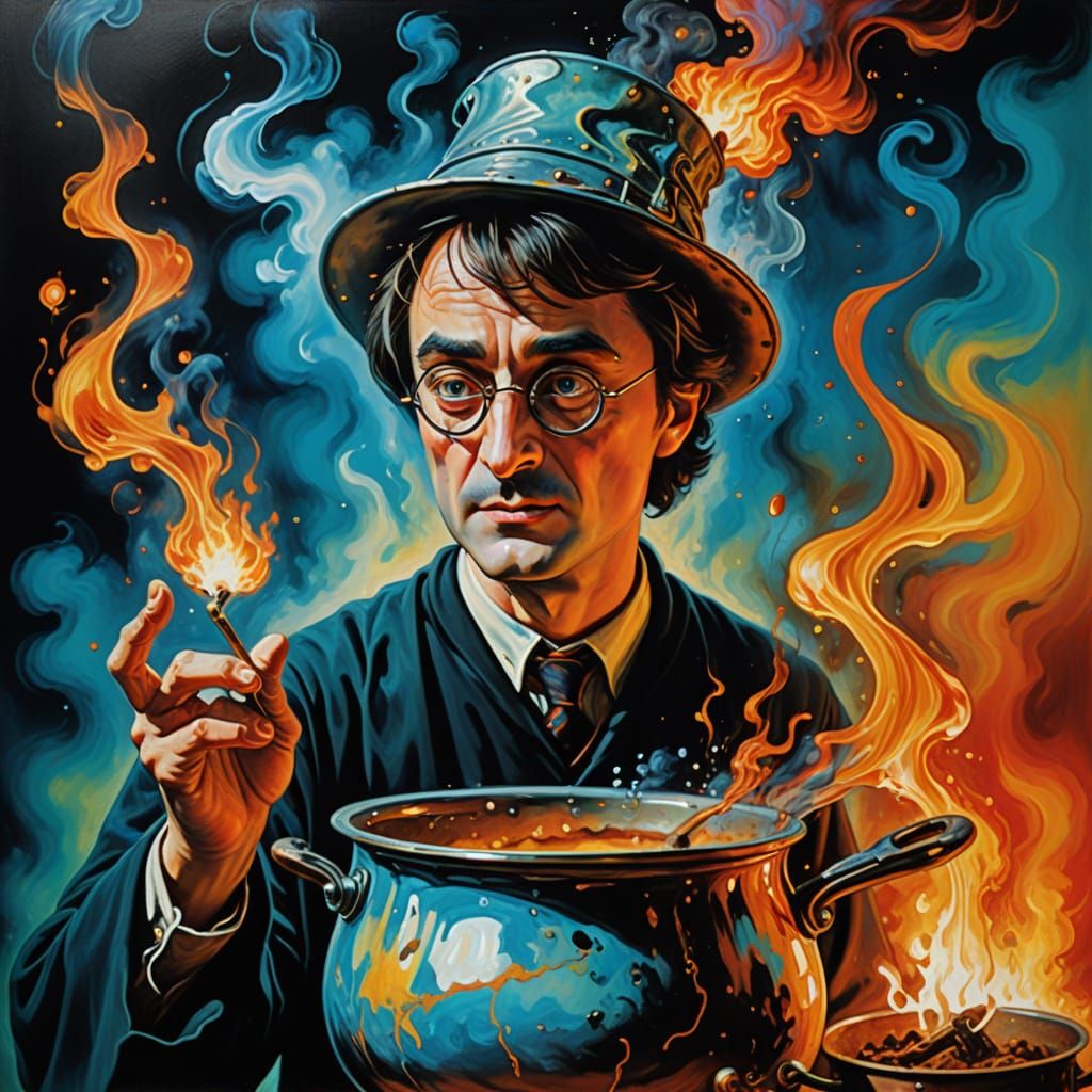 Surreal Harry Potter with Pot and Joint, Dali Style