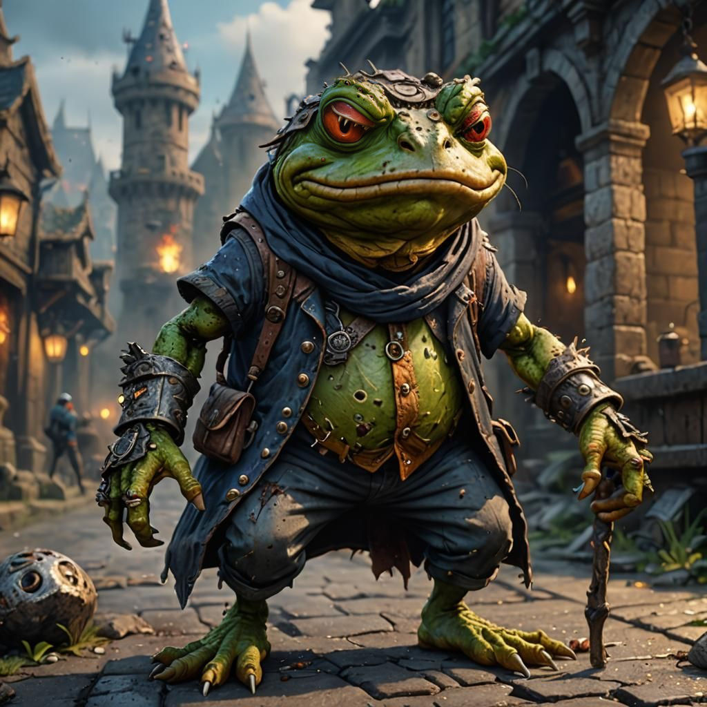 Angry Toad Beggar in Detailed Matte Painting