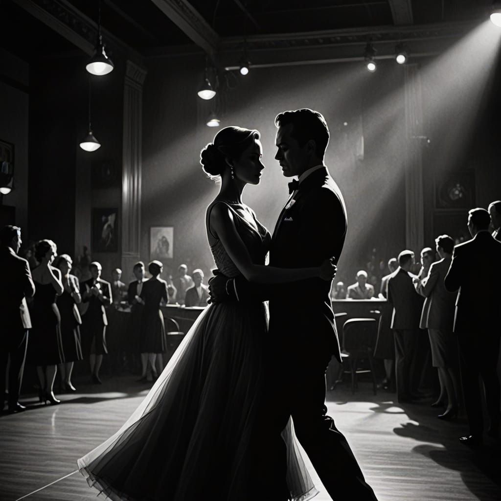 Dramatic Ballroom Dance in Black and White
