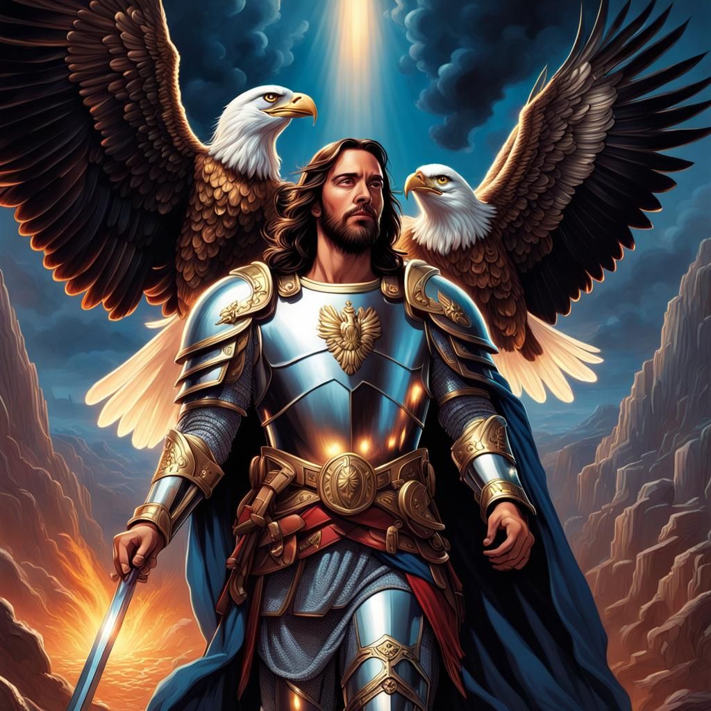 Jesus Christ in Armor with Eagle Companion