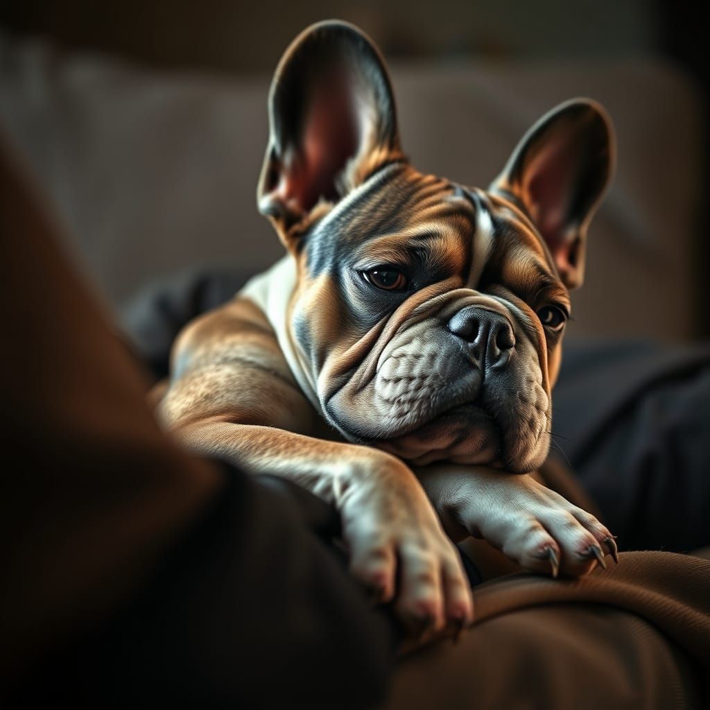 French Bulldog in Cozy Lap Scene