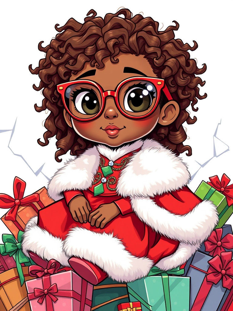 Festive Cartoon Child in Comic Book Style