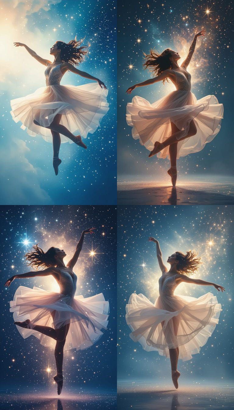Dancer Dissolving into Cosmic Dust and Stars