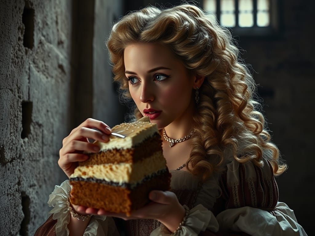 Photorealistic Marie Antoinette in the Bastille Prison Cell