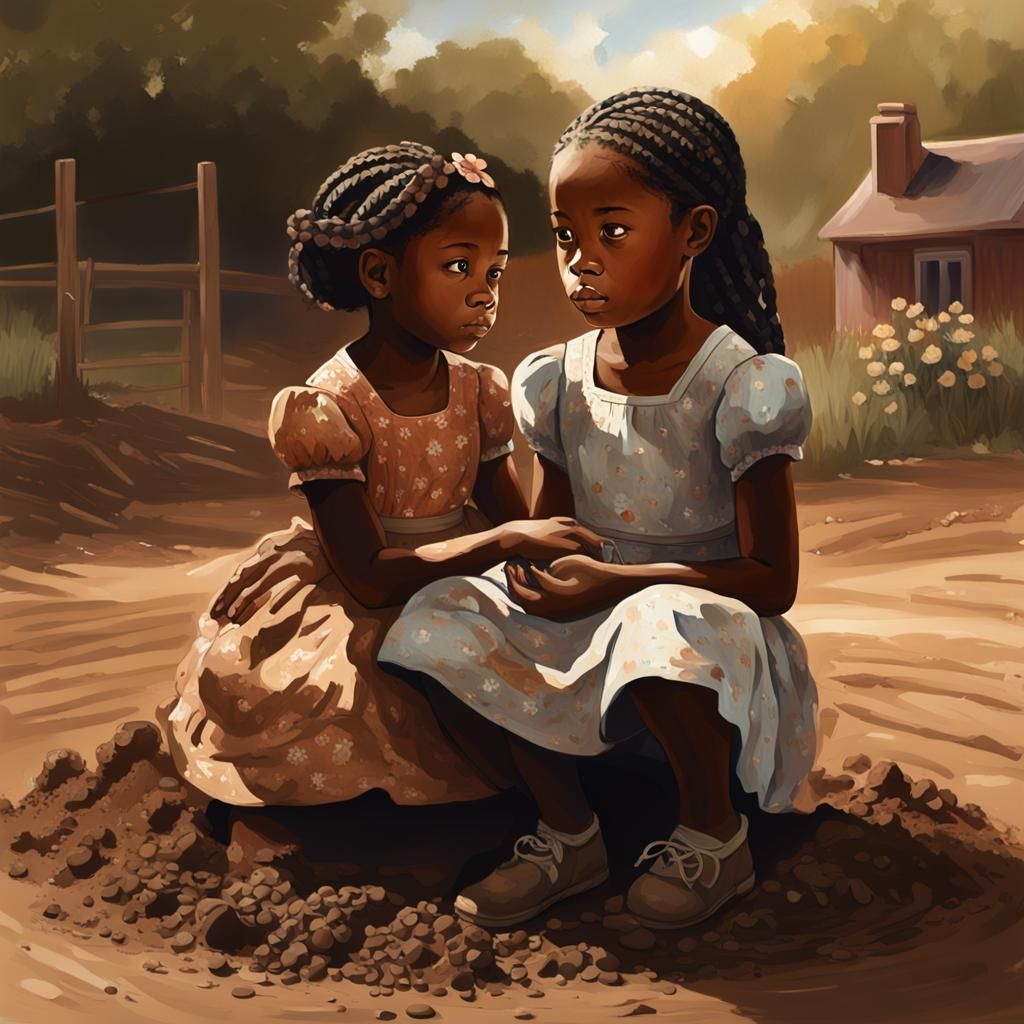 Little Girl Makes Mud Pies: Hyper-Realistic Digital Art