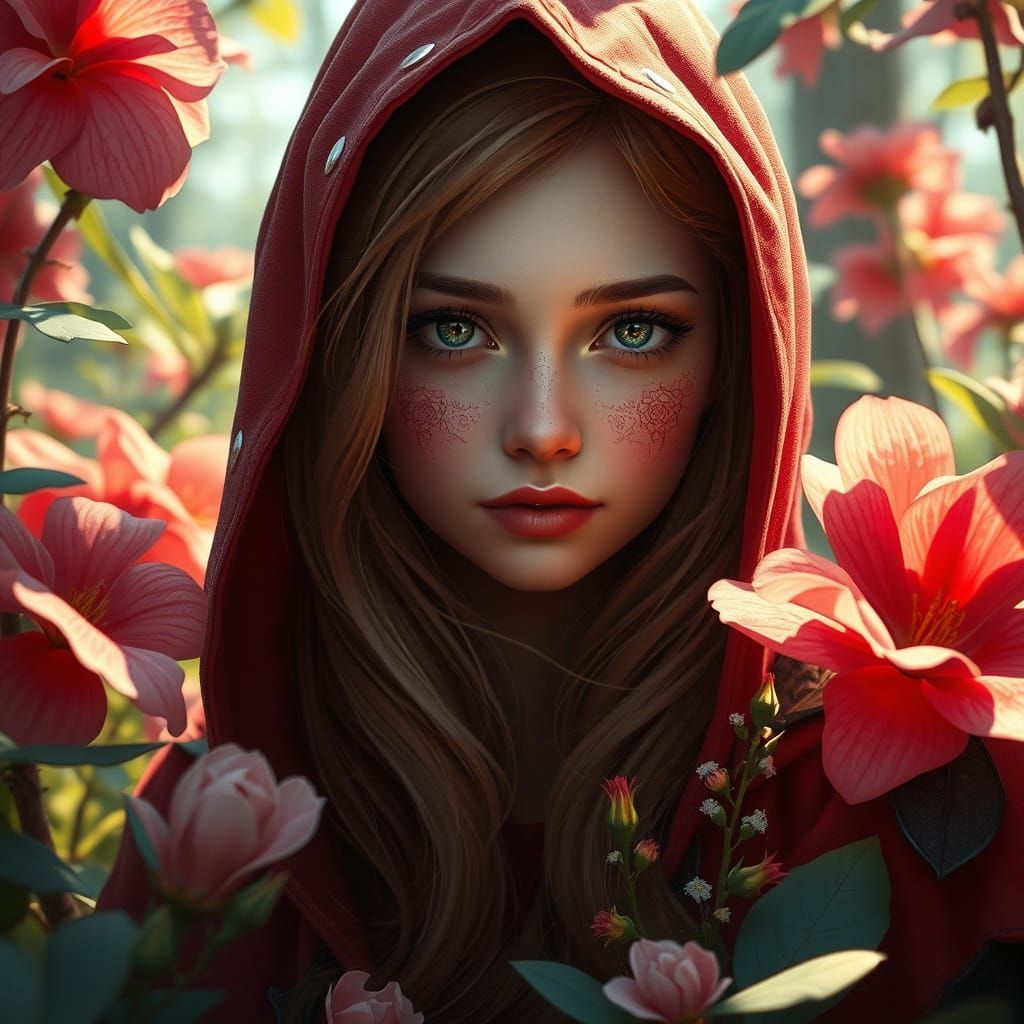 Little Red Riding Hood in Biopunk Anime Style