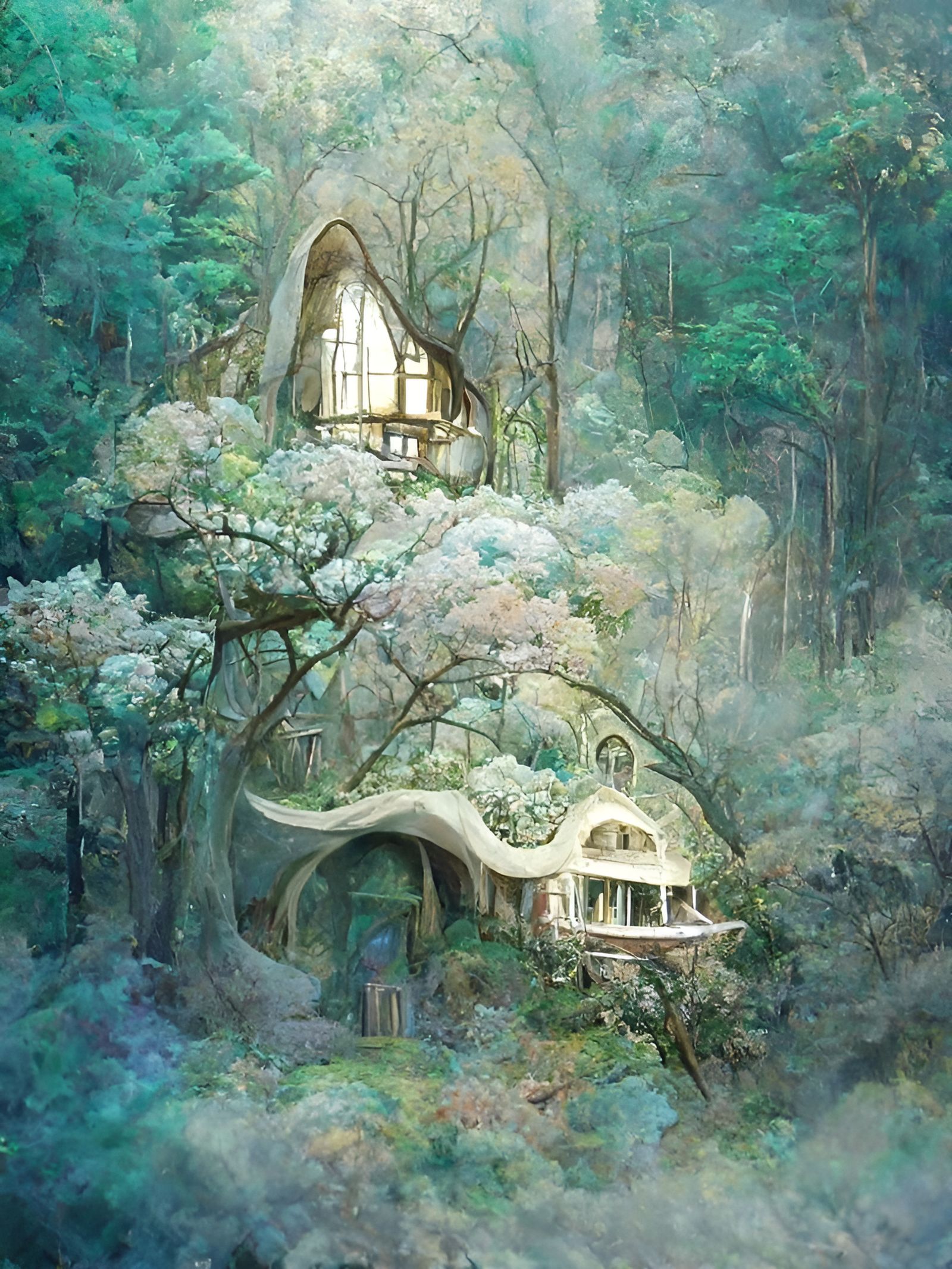 Enchanted Forest House in Art Nouveau Style