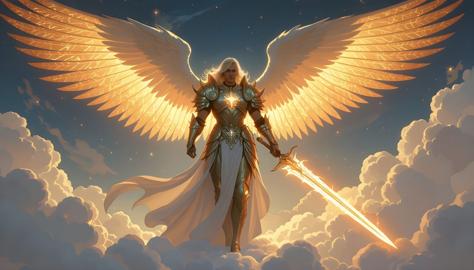 Radiant Warrior Angel in Gleaming Armor
