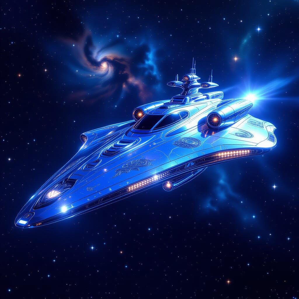 Ethereal Platinum Star Cruiser in Cosmic Light