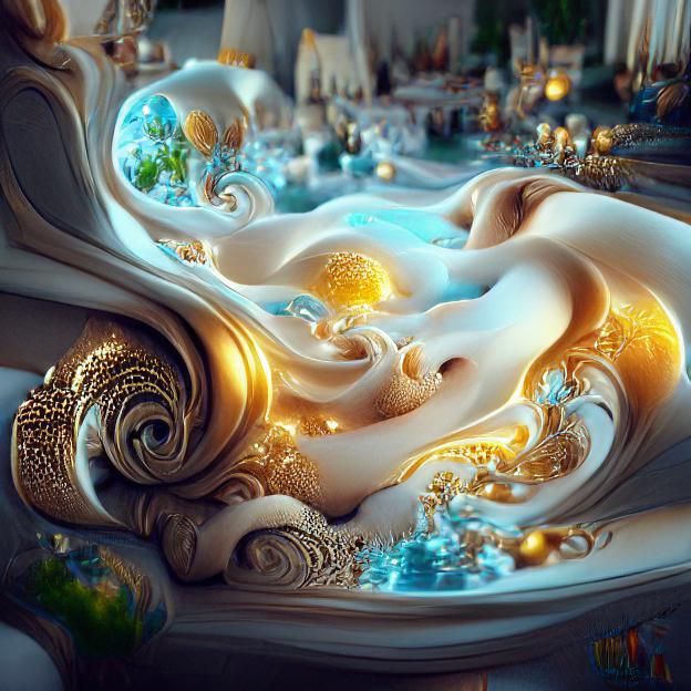 Swirling Marble World with Gold Accents