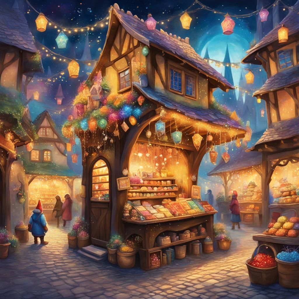Enchanted Market Stall in Fantasy City