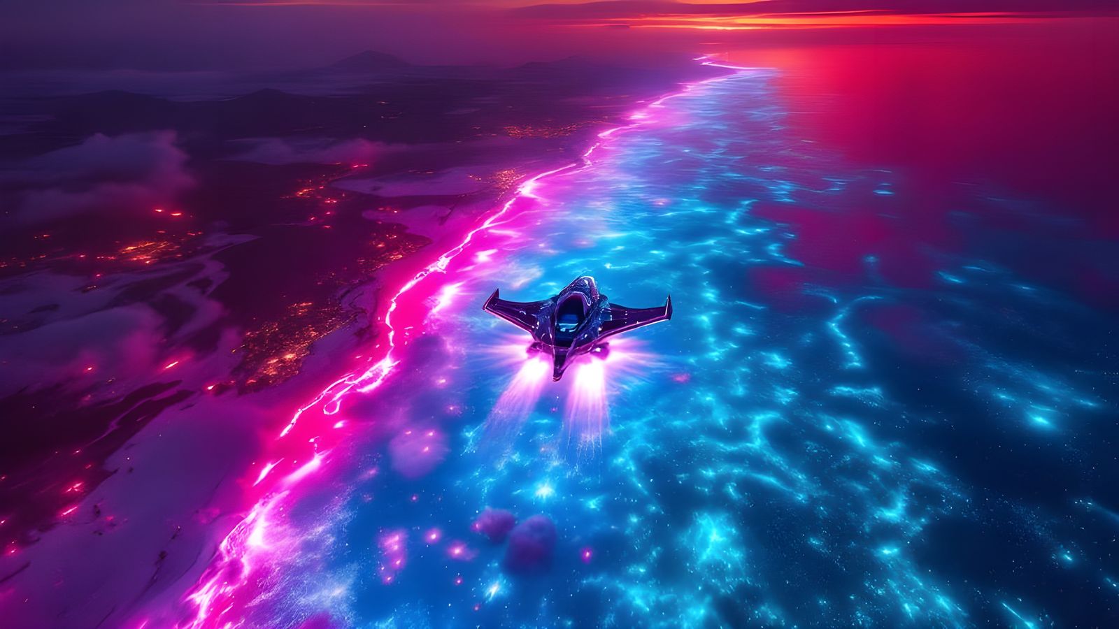 Bioluminescent Mothership Landing at Pearly Beach