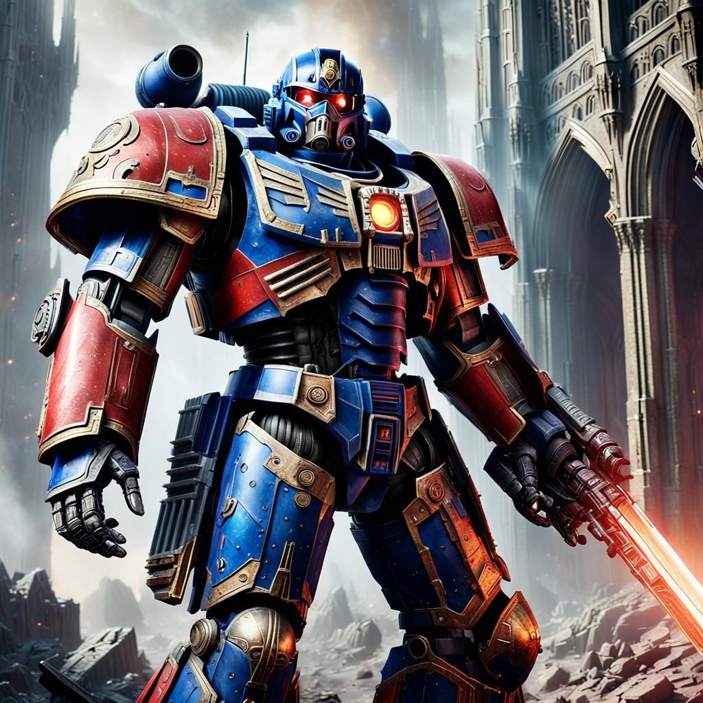 Optimus Prime as Warhammer 40k Space Marine