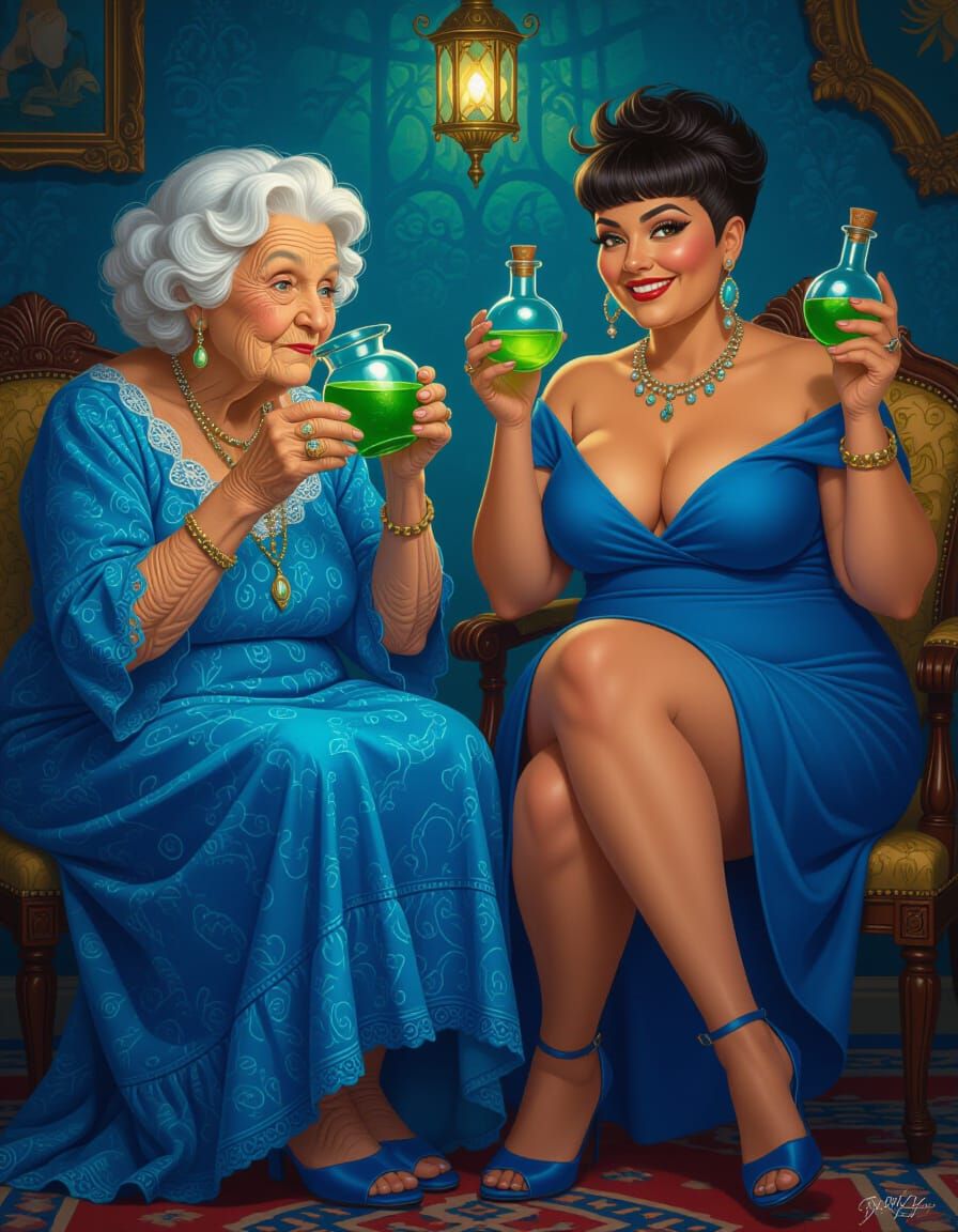 Split Portrait: Old Woman and Young Egyptian Woman