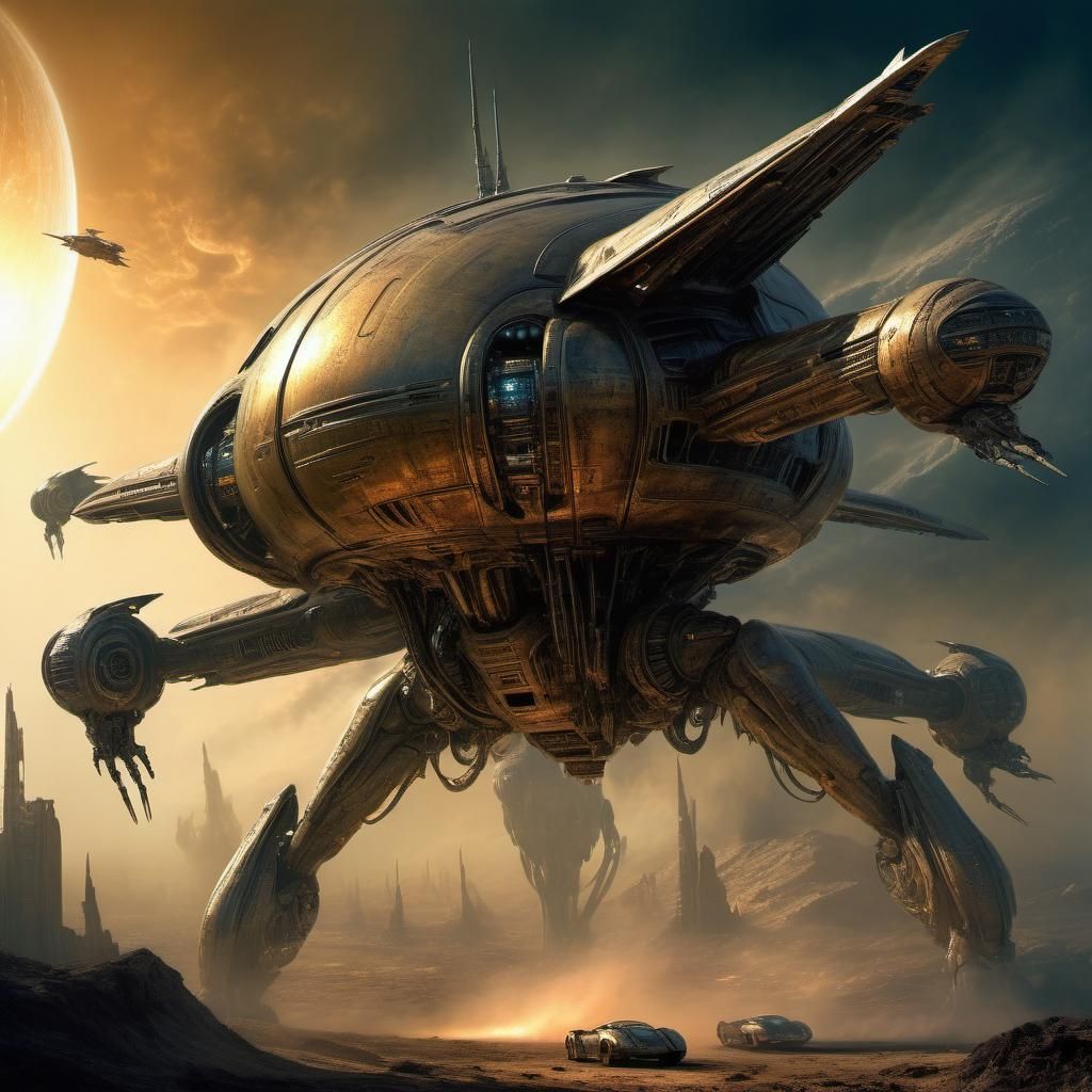 Futuristic Sci-Fi Invasion in Dark Fantasy Art Style