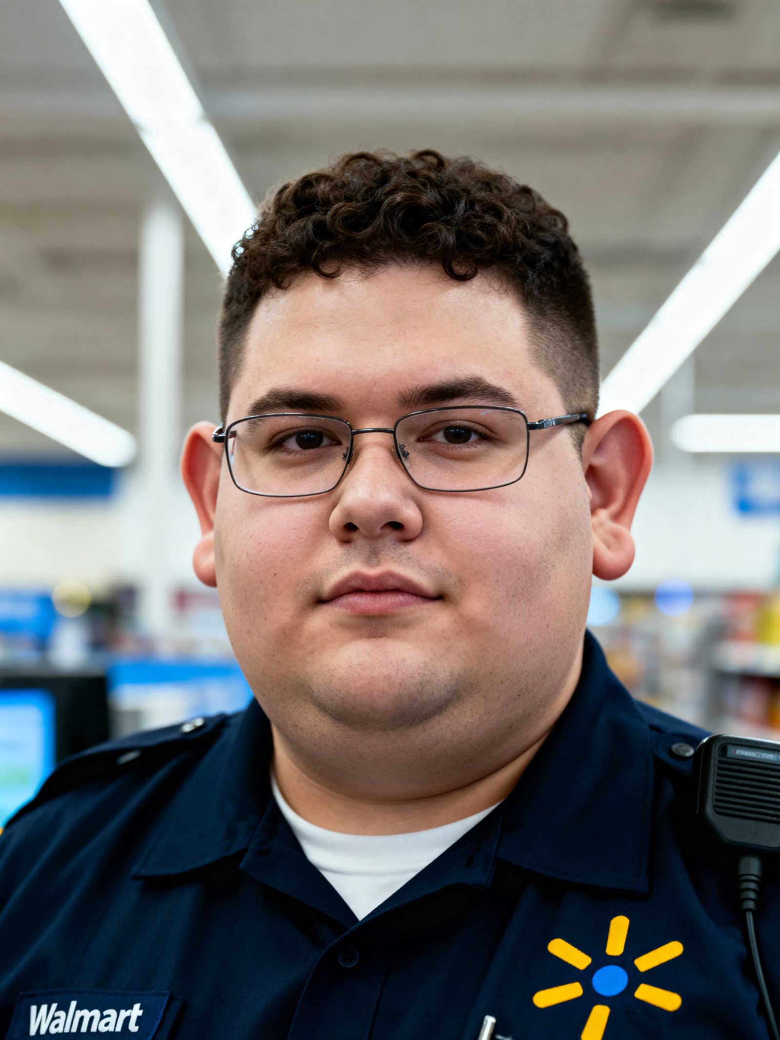 Dorky Walmart Security Guard with Large Ear Gages