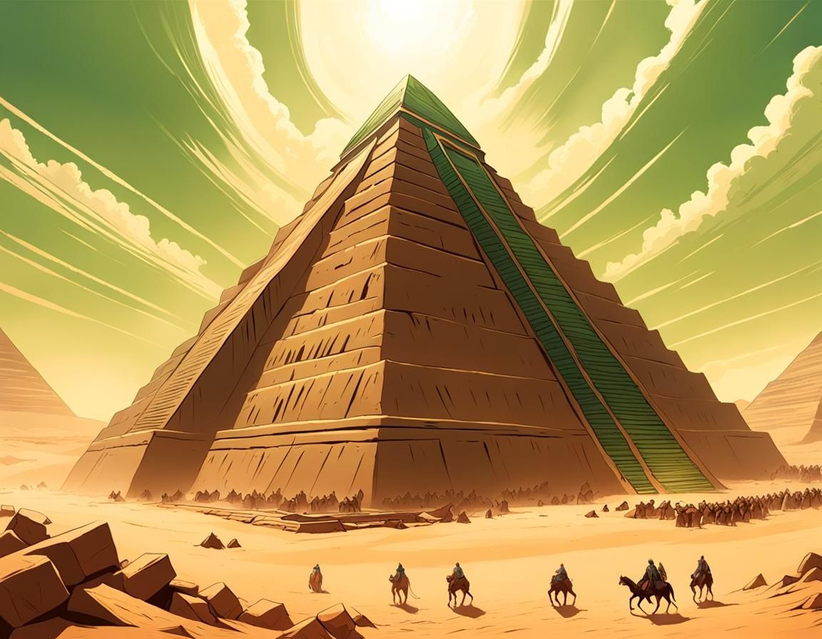 Minotaurs Building Pyramid in Egyptian City: Comic Book Art