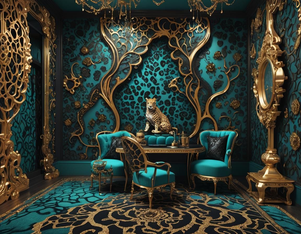 Leopard Print Glam Room in Detailed Matte Painting