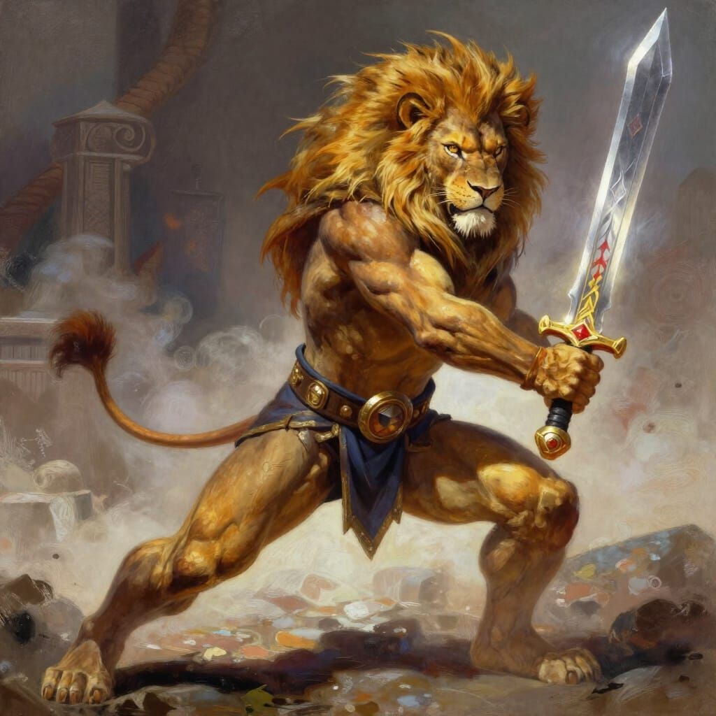 Realistic Lion-O Wielding Sword of Omens