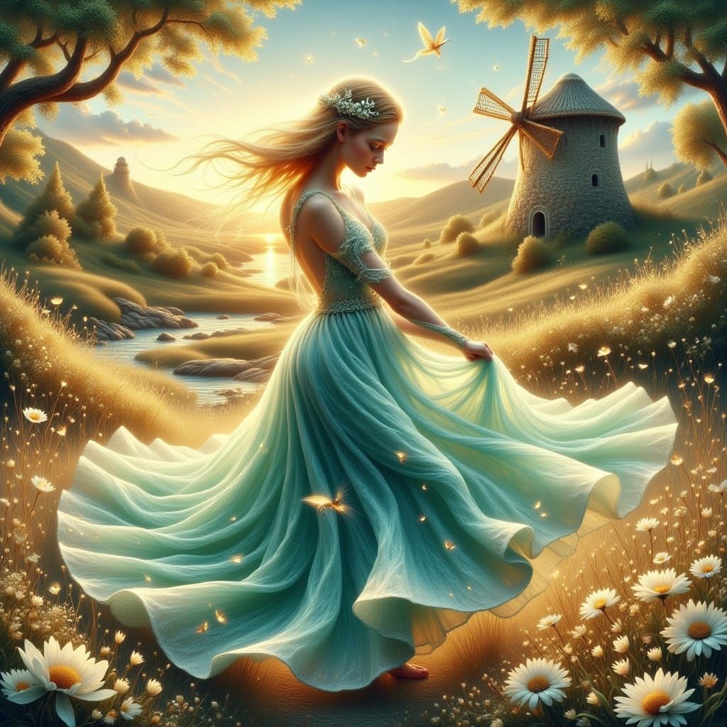 Teen in Flowy Silk Dress by Sunrise