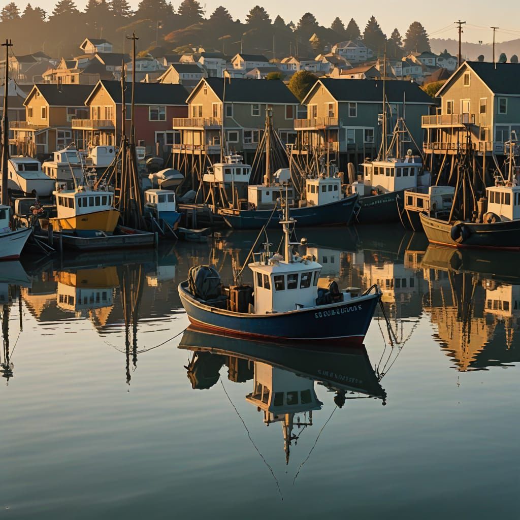 Sausalito Seafood Market at Dawn: Cinematic Anime-Style