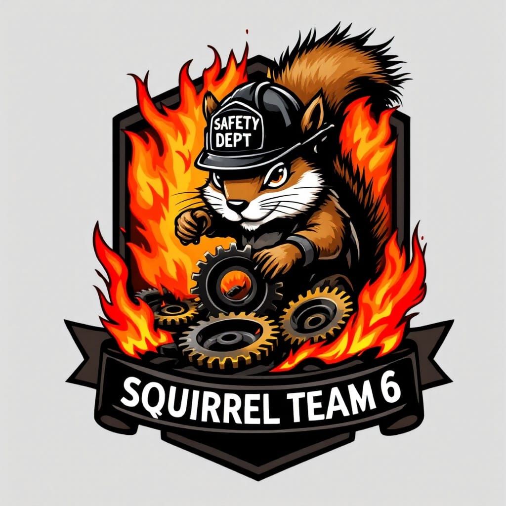 Squirrel in Safety Gear Sorting Burning Gears in a Tactical ...