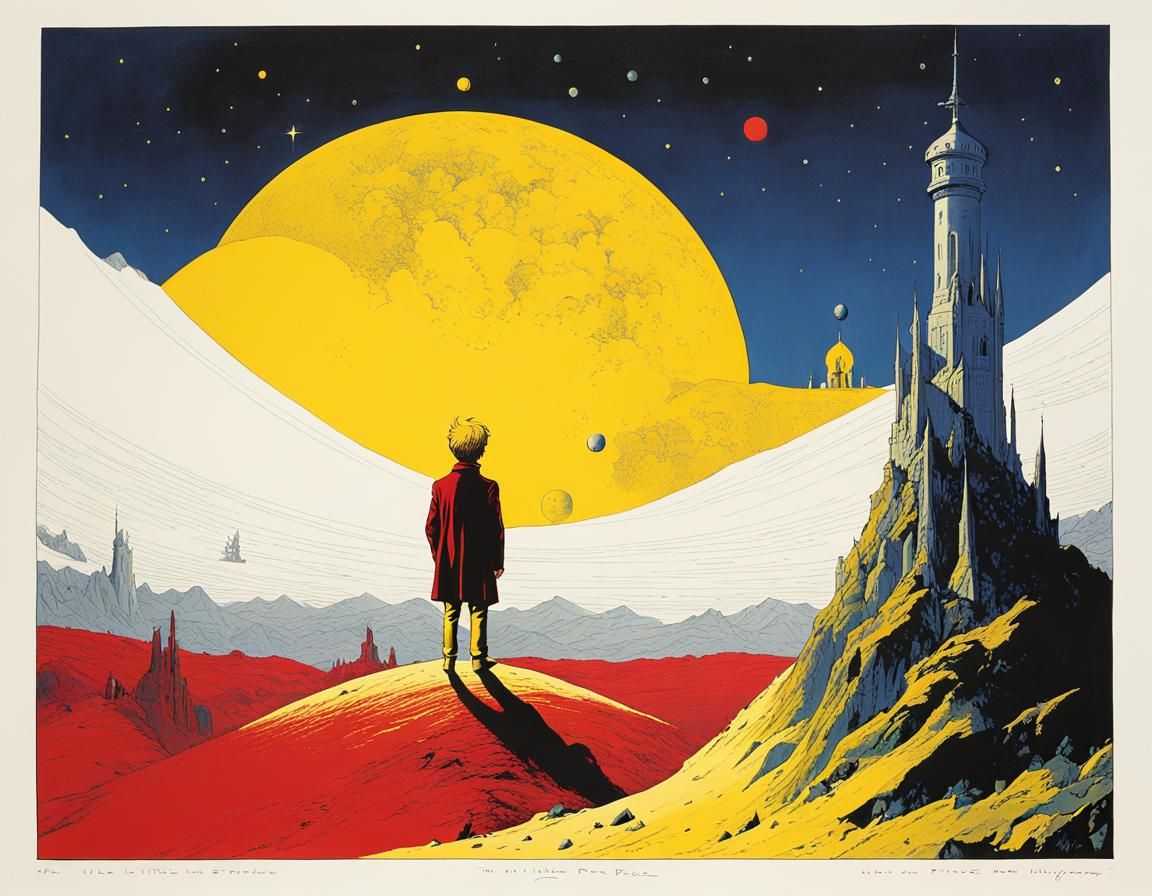 The Little Prince in Yellow: Surrealist Book Cover
