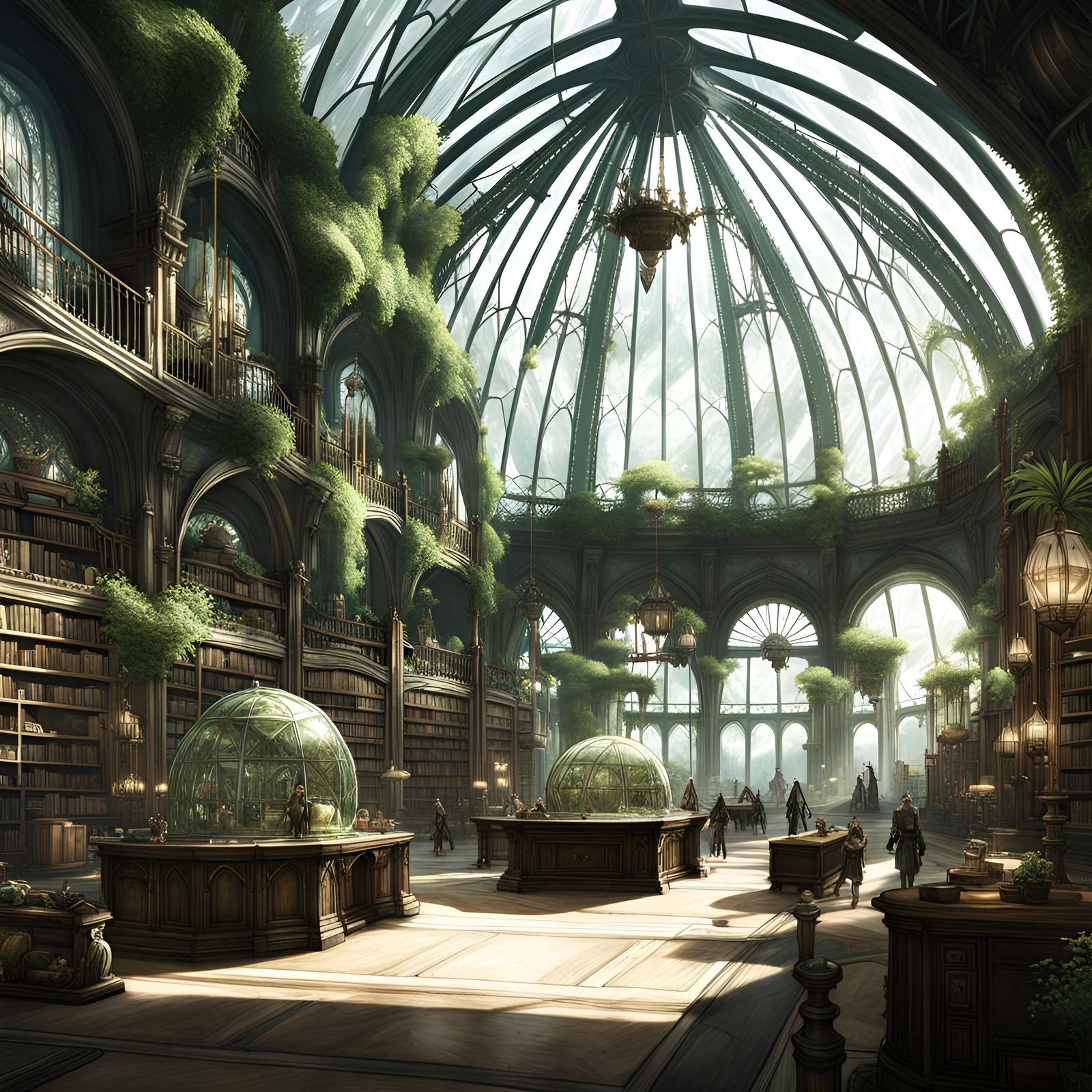 Utopian Biodome Community in a Sci-Fi Style