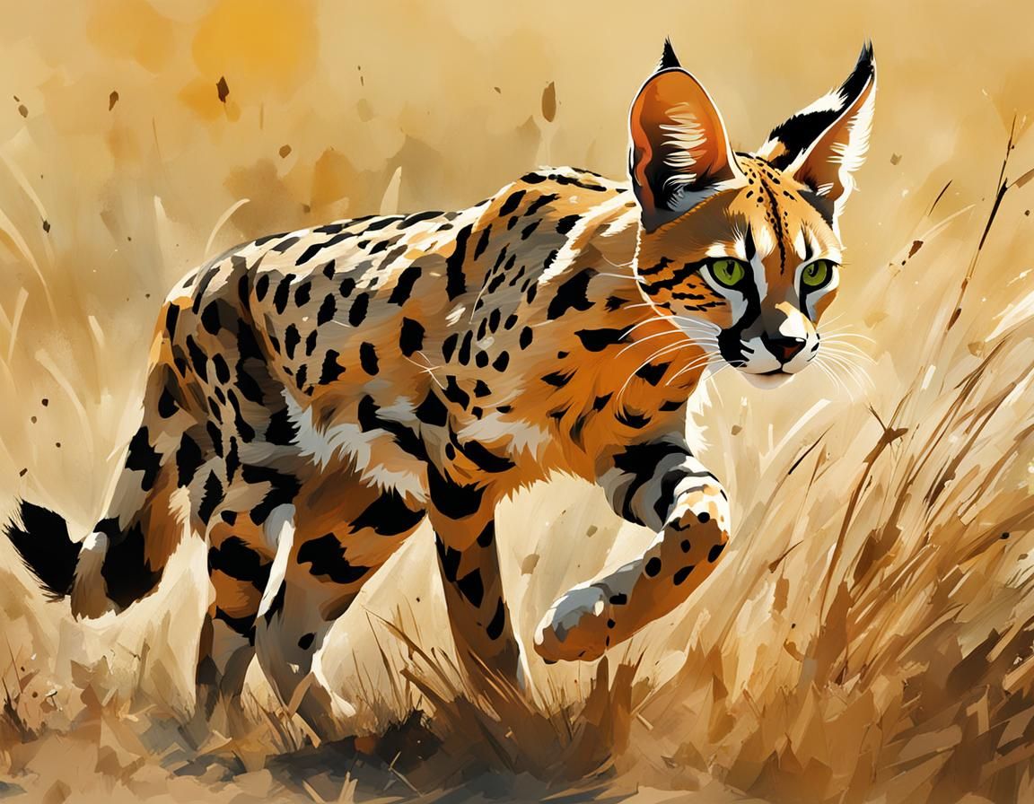 Serval (Leptailurus serval) in the semiarid Sahel landscape of Burkina Faso 🇧🇫