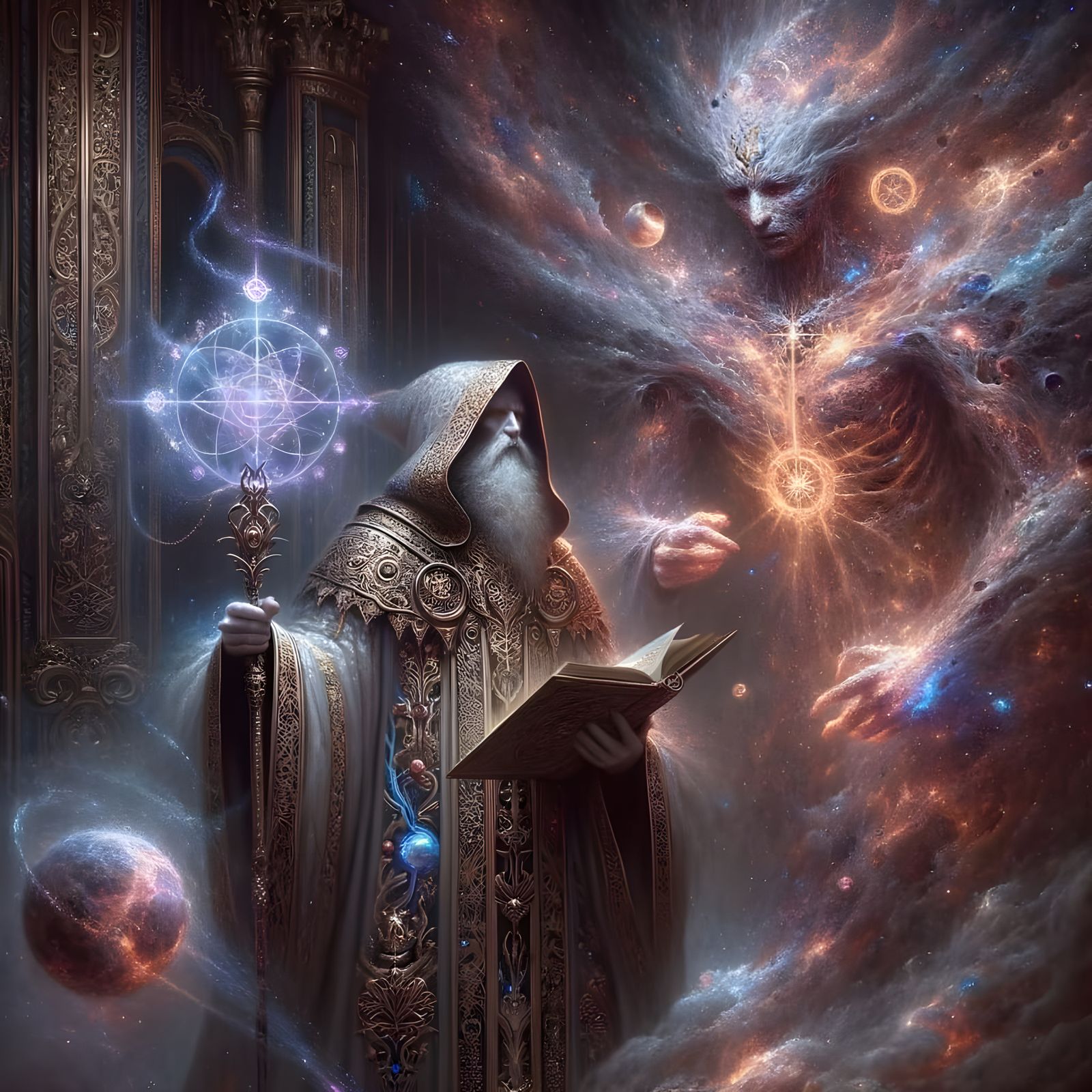 Cosmic Archmagi Casting Ancient Spell