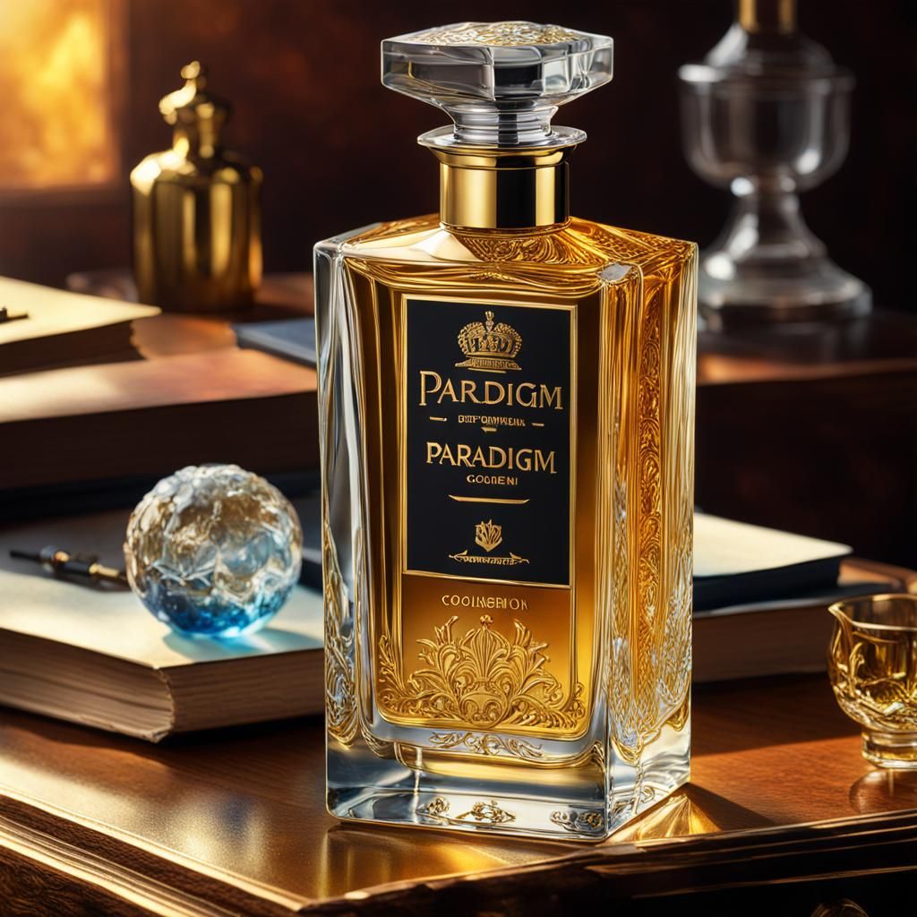 Cologne Bottle on Edwardian Desk in Splash Art Style