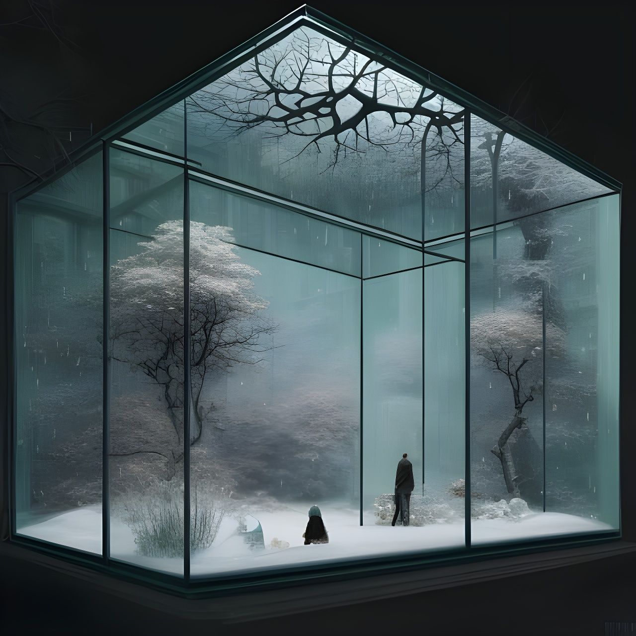 Ethereal Winterscape in Nested Glass Boxes