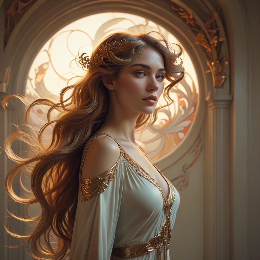 Art Nouveau Model in Futuristic Fashion