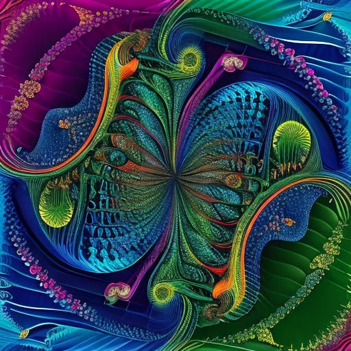 Beautiful Fractal Fish Abstract Curves Design