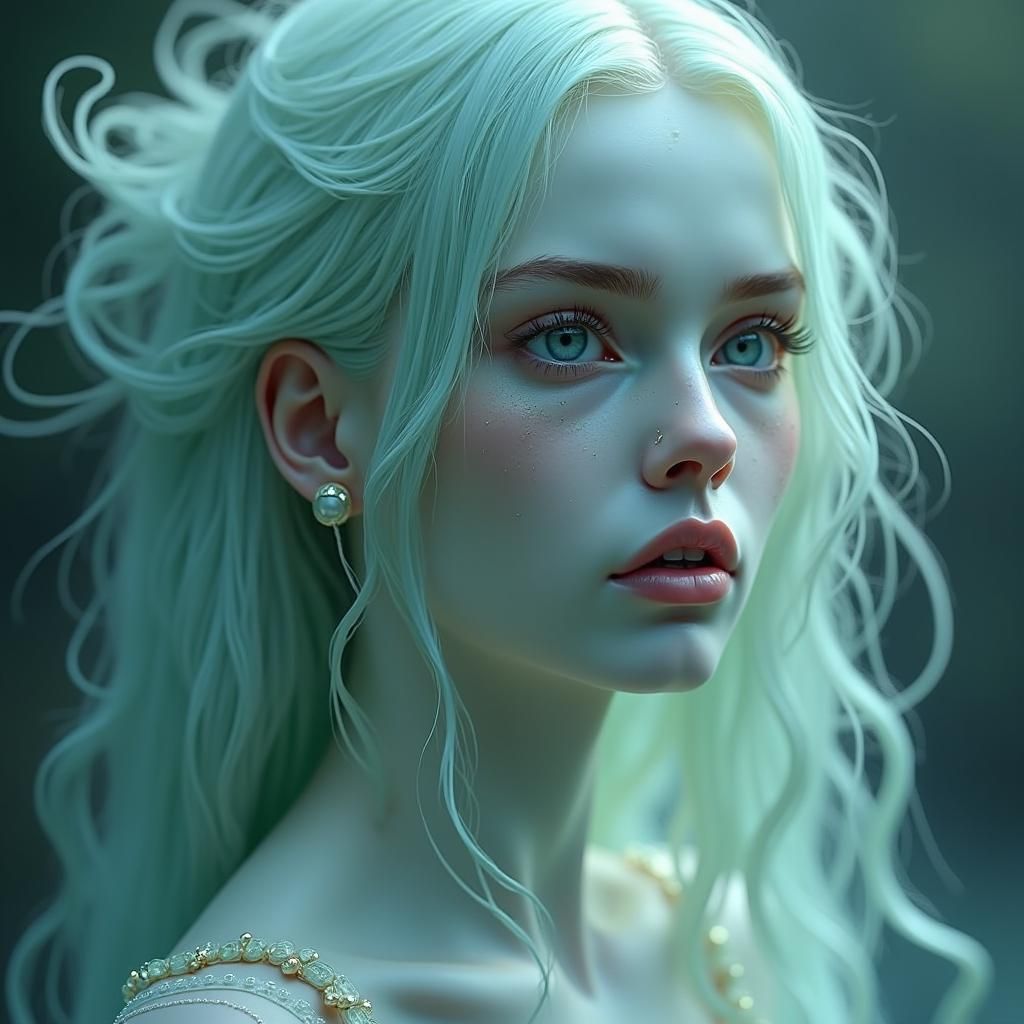 Ethereal Ghost Woman Portrait in Dreamlike Fantasy Art
