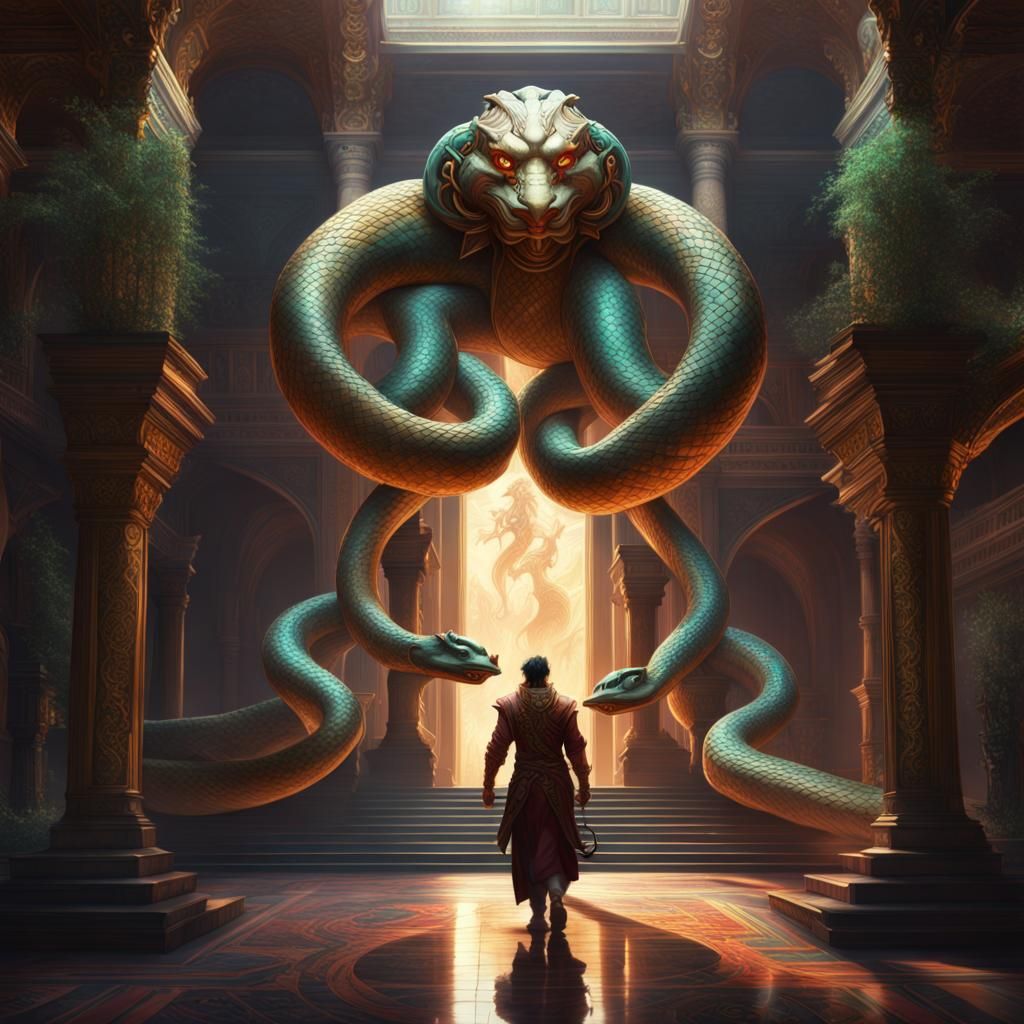 Rakshasa in Extravagant Palace: Dark Fantasy Art