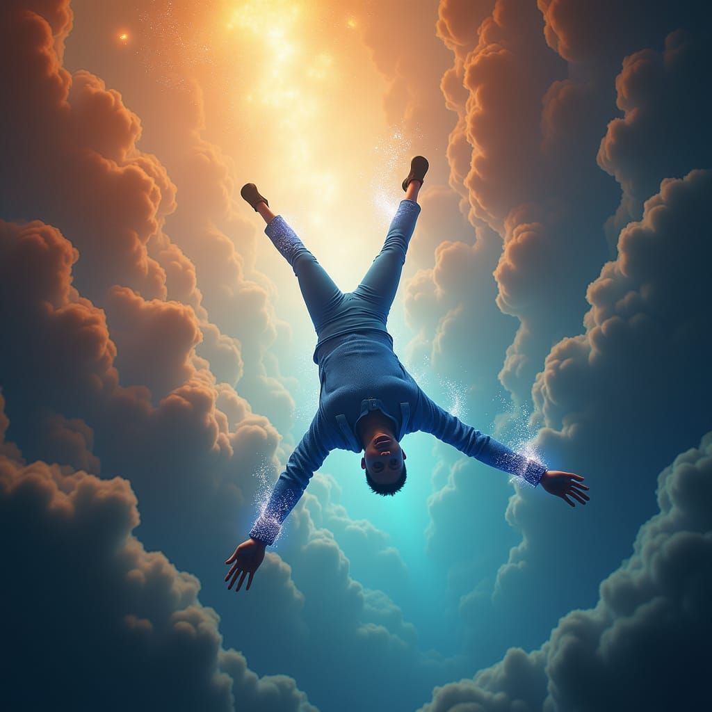 Man Plunging into Multiverse with Ethereal Aura