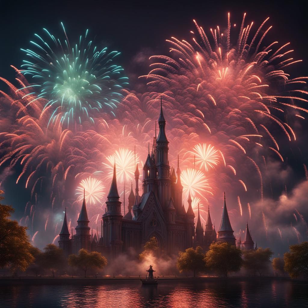 Colorful Fireworks Display in Fantasy Style