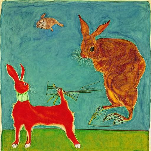 Obese Rabbit Drinking: Expressionist Style