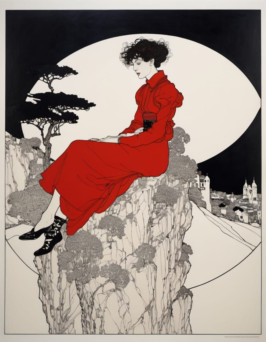 Inspirational Line Drawings in Art Nouveau Style