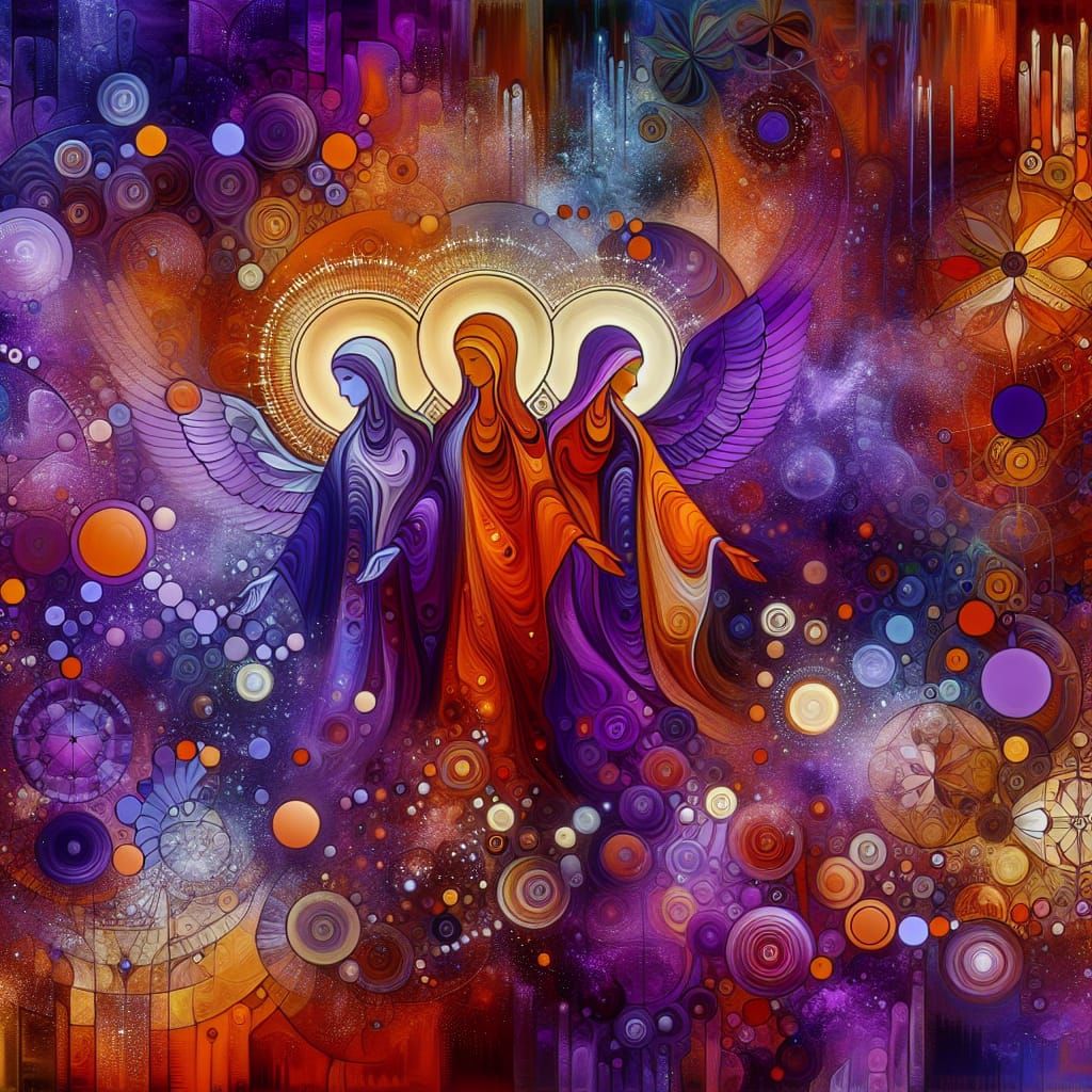 Living Paradigm Liquid Glass Byzantian Dewy Decagon Interdrip Beseech Ecclesiastical Purple and Pagan Orange