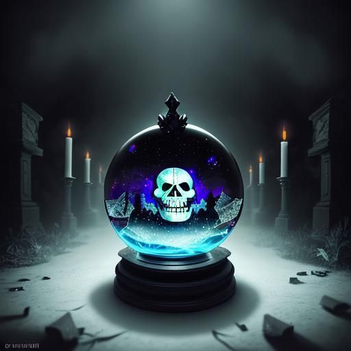 Haunted Crystal Ball: Jack-o'-Lantern in Cemetery