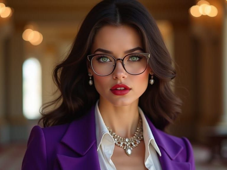 Elegant Woman in Royal Palace in Photorealistic Style