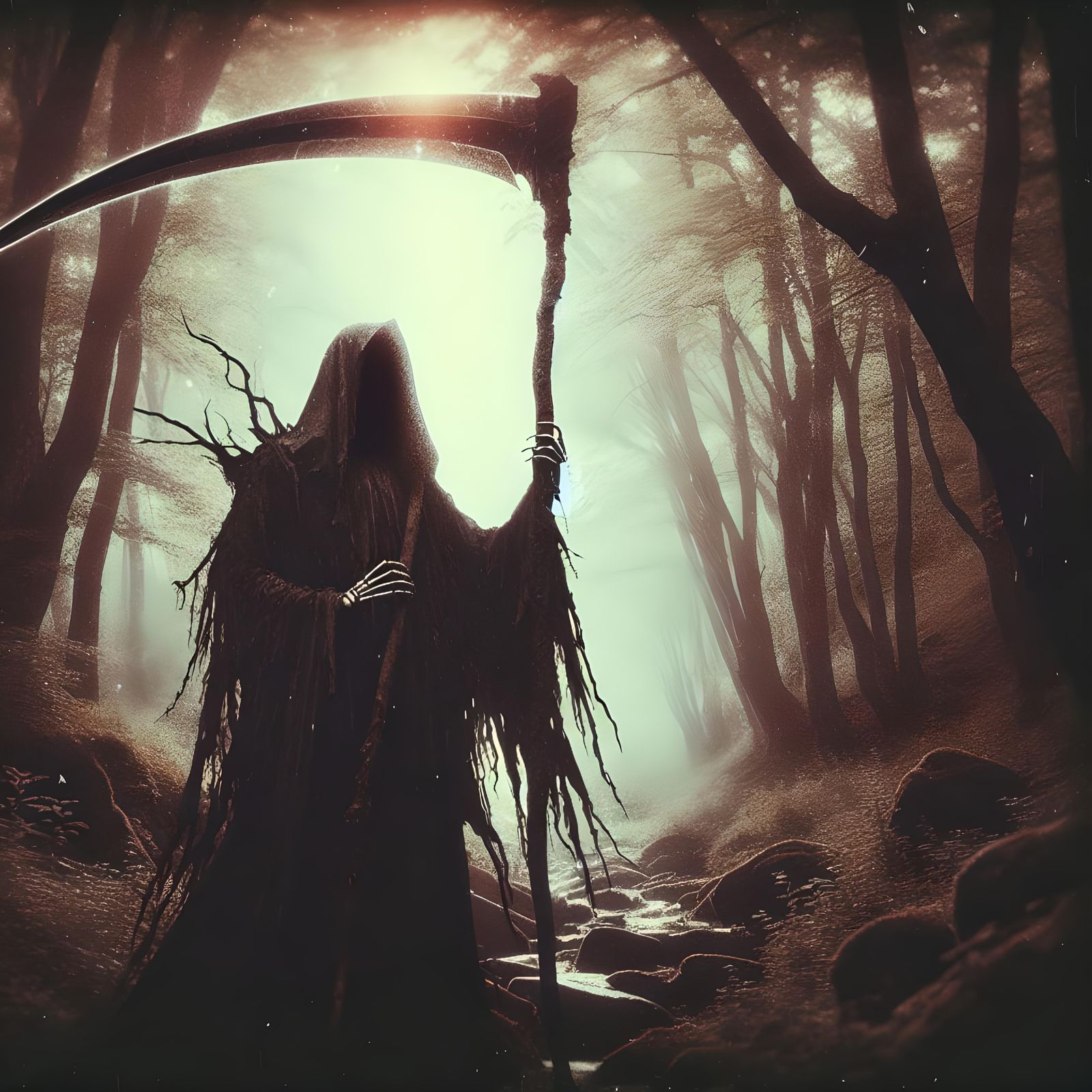Eerie Forest Reaper in Dark Fantasy Style