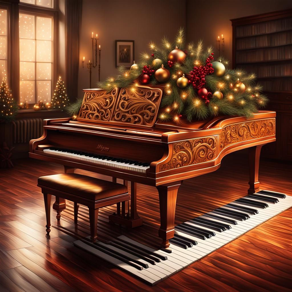 Christmas Music Room in Rackham Illustration Style