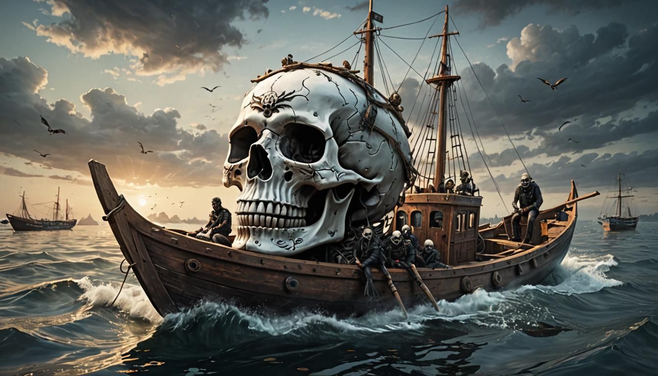 Skull Boat on the Water